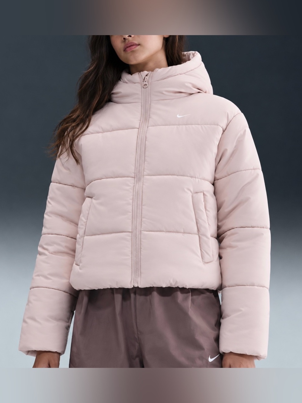 NWT $140 Nike Classic Puffer Therma-FIT Hooded Jacket Women’s Large Pink
